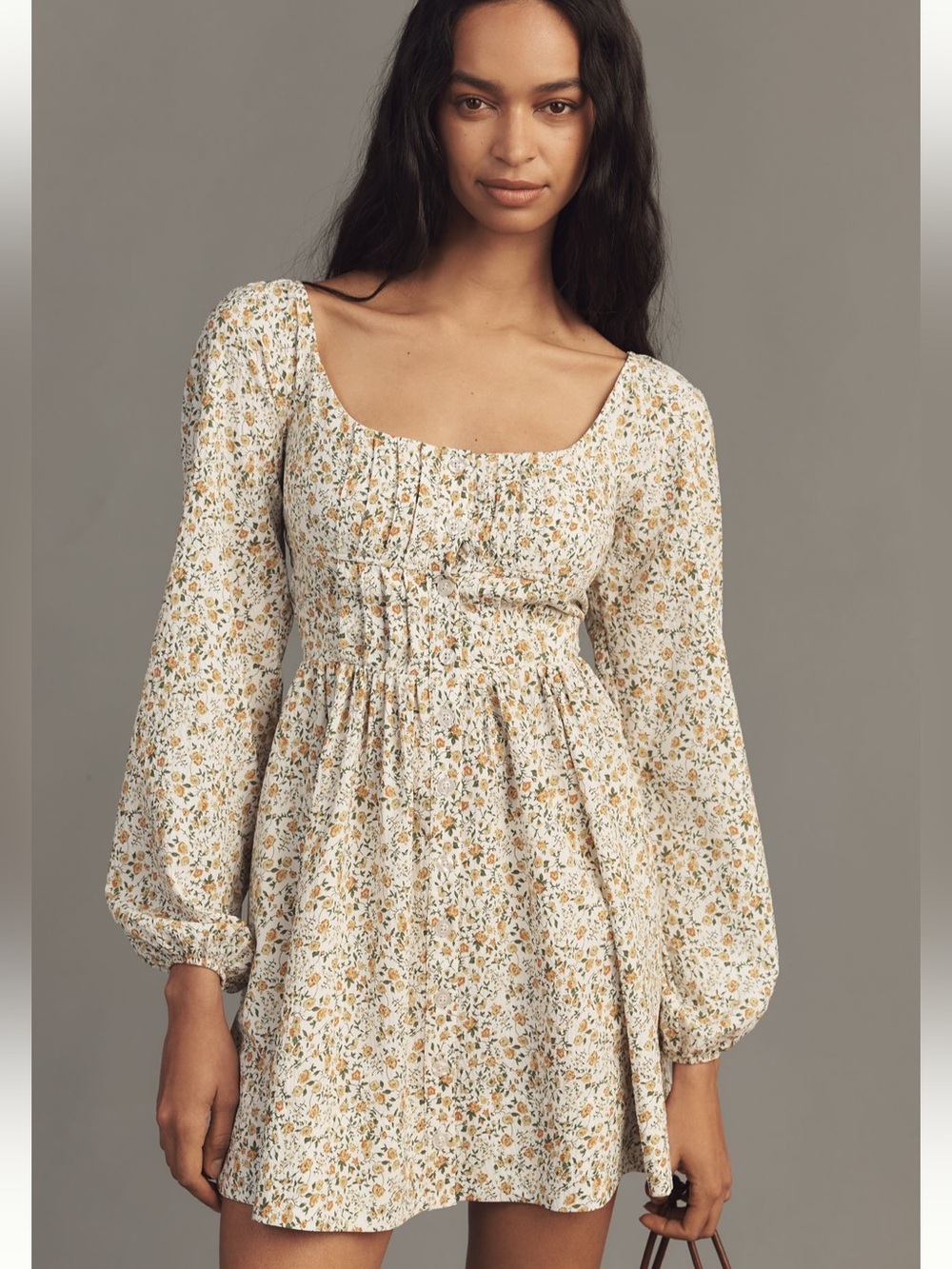 Anthropologie Long-Sleeve Corset A-Line
Mini Dress